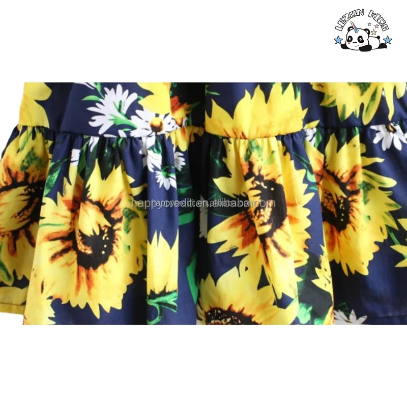LEZONKIDS - Custom Children Clothes Girls Spaghetti Strap Printed Flower Frocks Dresses for Girls